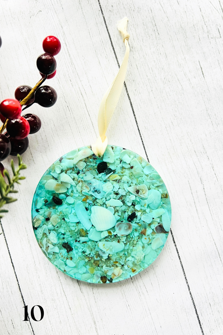 CrushedShell Resin Ornaments w/ Shark Teeth or Starfish