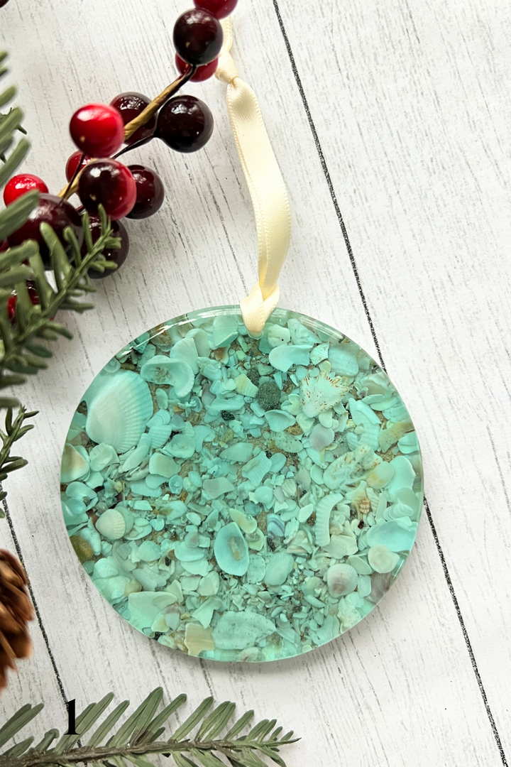 Light Aqua | CrushedShell Resin Ornaments