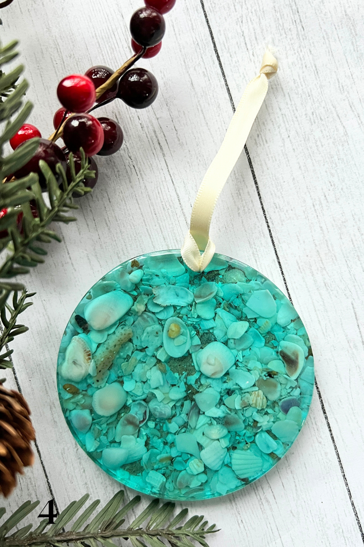Aqua | CrushedShell Resin Ornaments