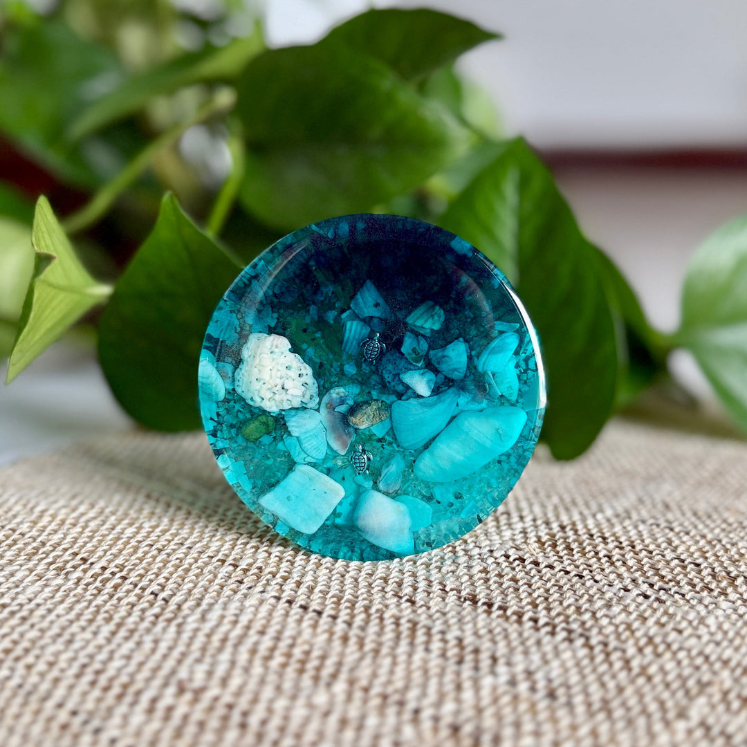 Ocean Resin Night Light – Real Shells, Beach Sand & Wave Design