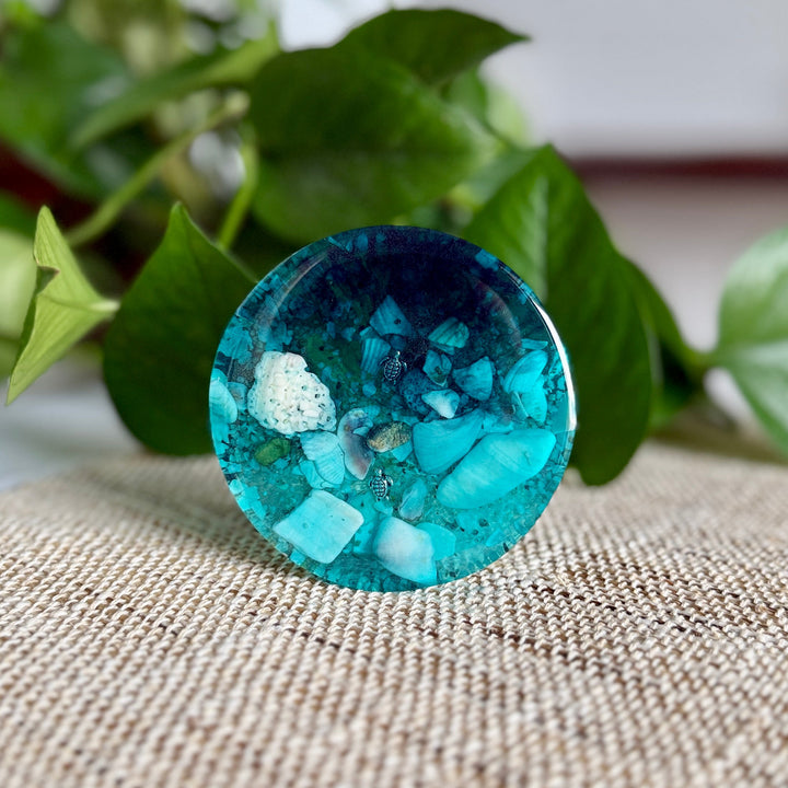 Ocean Resin Night Light – Real Shells, Beach Sand & Wave Design