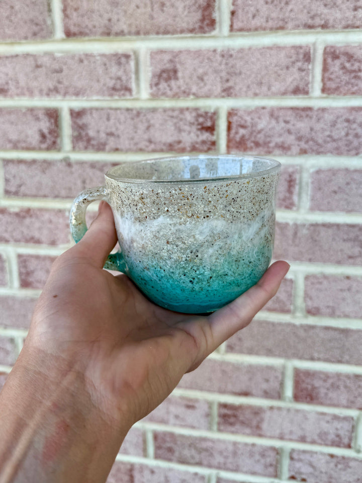 Ocean Resin Coffee Cup with Real Shells | Coastal Drink ware | Epoxy | 16oz