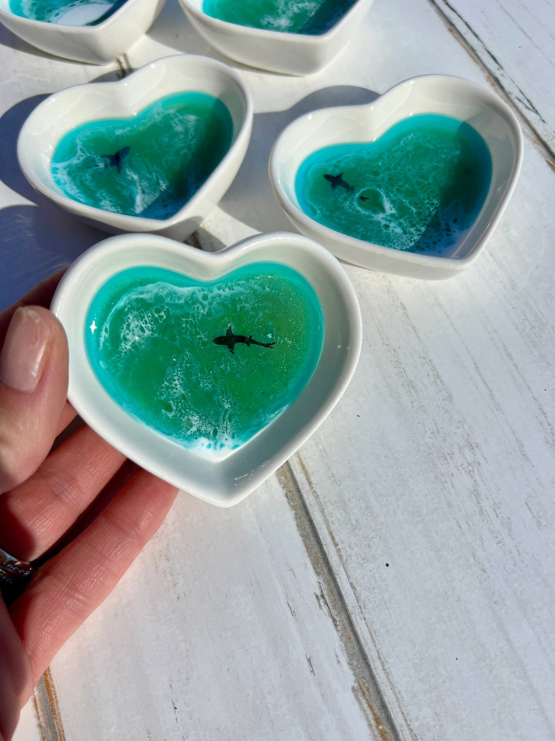Teal Ocean Heart Jewelry Dish | Ceramic