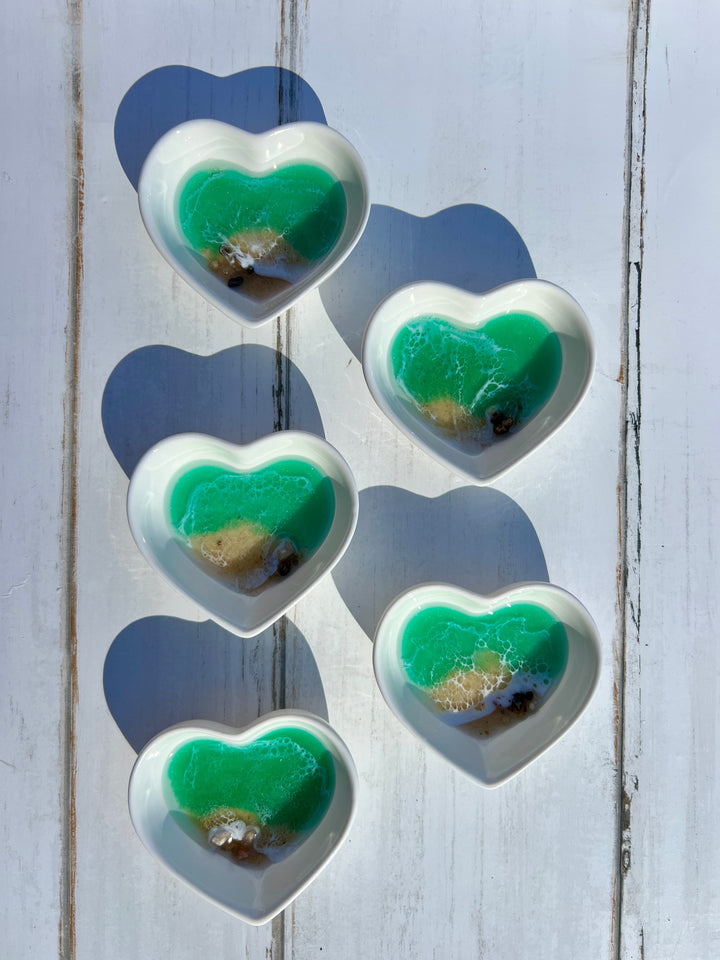 Teal Ocean Heart Jewelry Dish | Ceramic